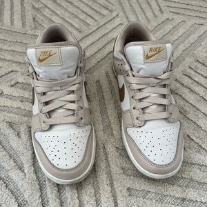 Dunk low phantom metallic gold “gold swoosh”